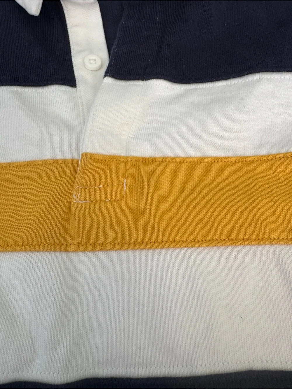 Janie & Jack Classic Navy, White & Yellow Stripe Rugby Shirt - Kids